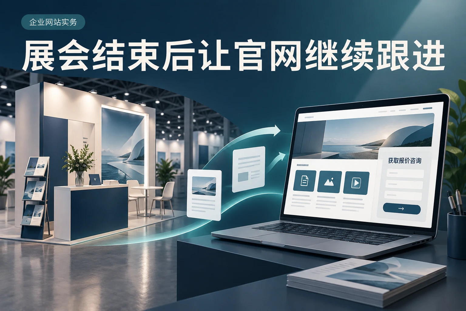 展会结束后如何用独立站继续跟进，企业网站实务概念配图