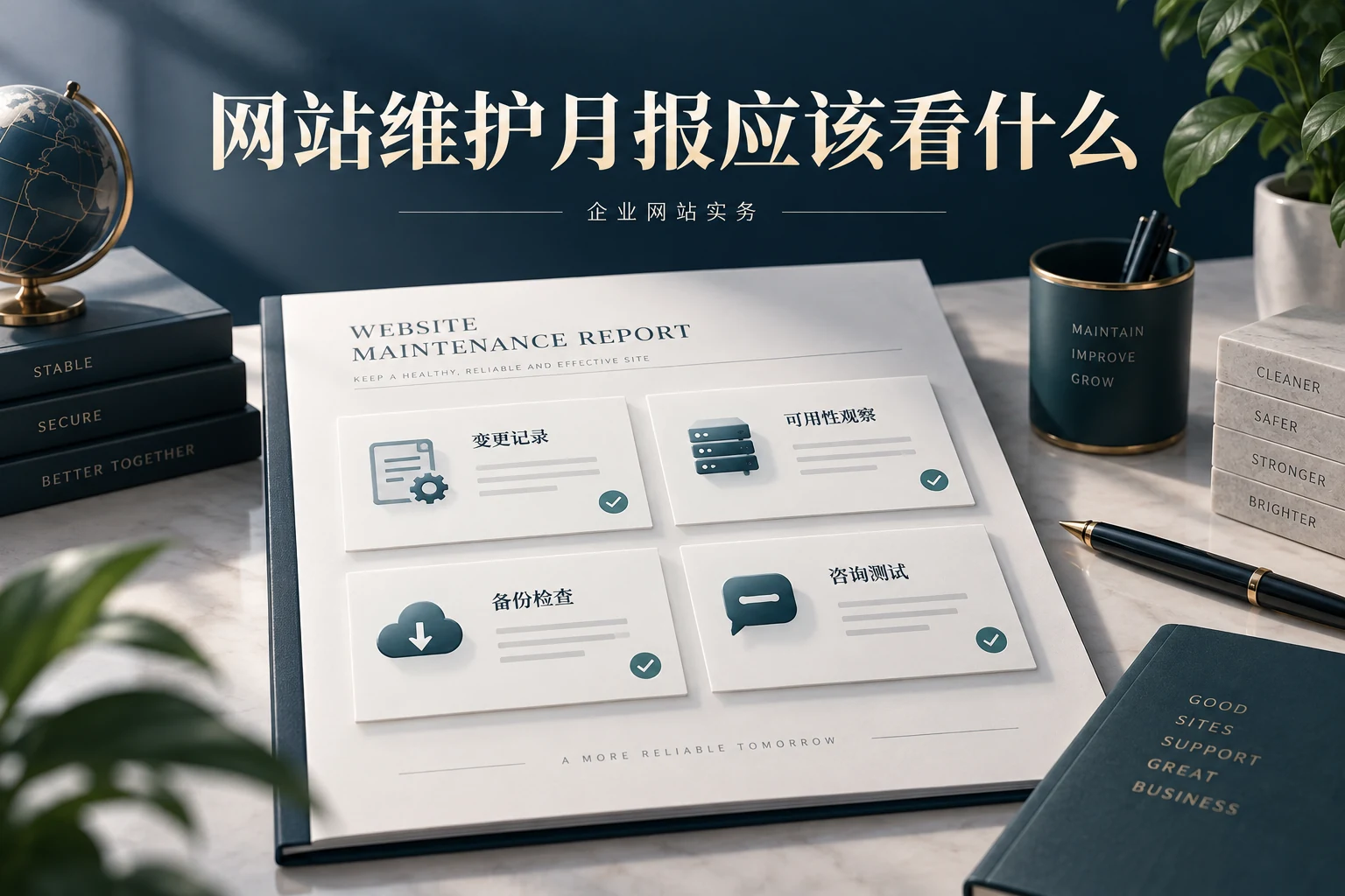 网站维护月报应该看什么，企业网站实务概念配图