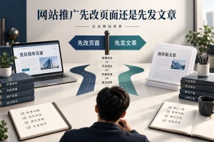 网站推广预算有限，先改旧页面还是先写新文章，企业网站实务概念配图