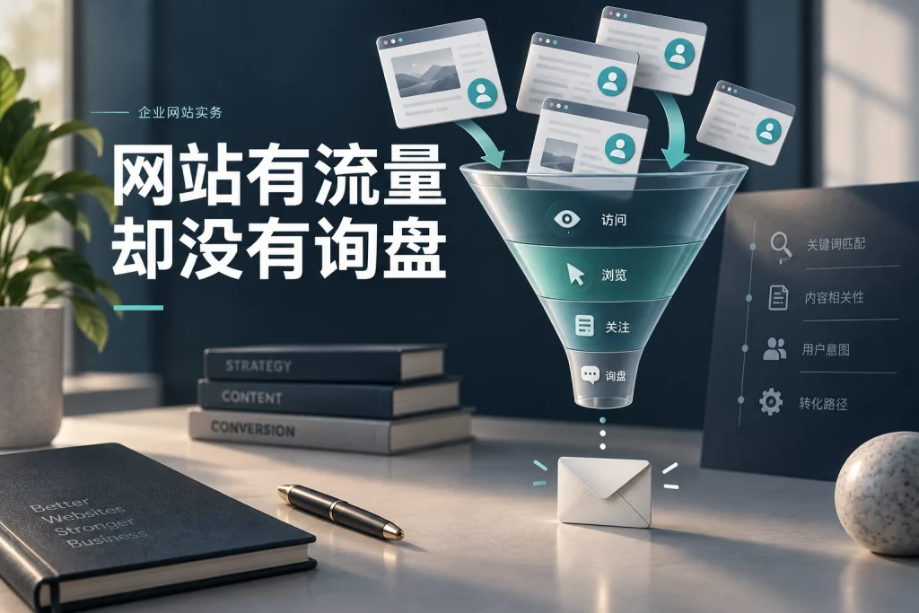 网站有流量却没有询盘，先查流量来源还是先改页面？配图
