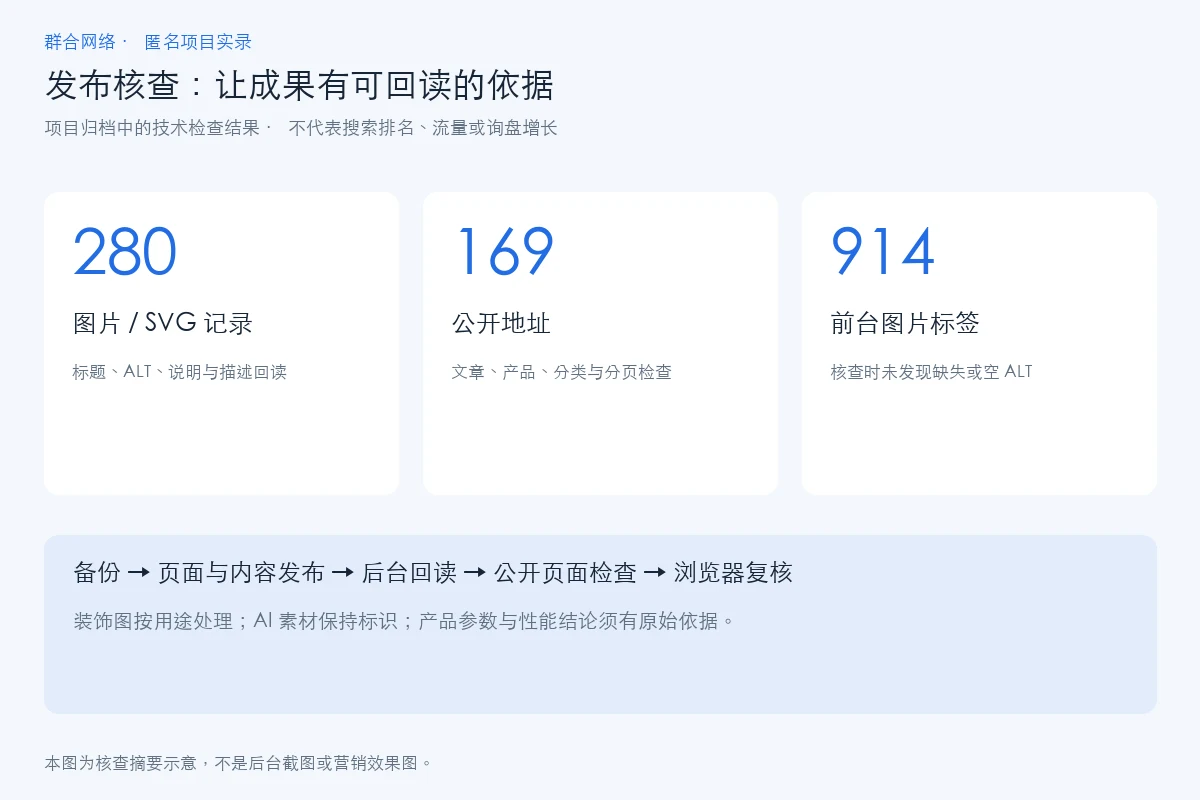 项目核查摘要显示280条图片记录169个公开地址及914个图片标签的检查范围