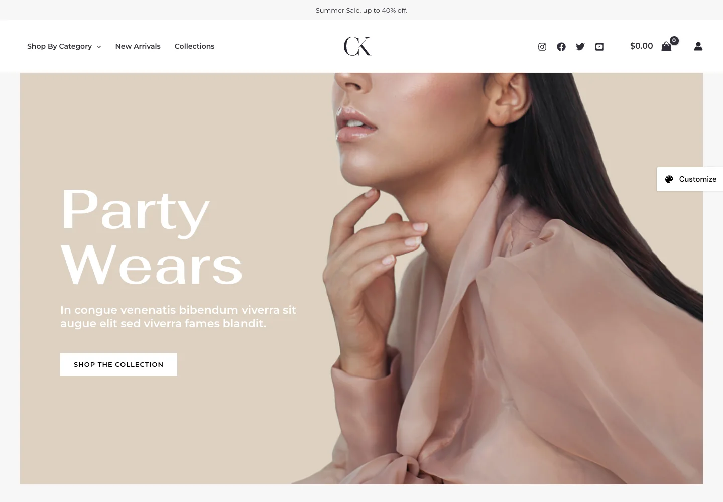 Astra Fashion Designer 服装网站官方演示首页截图