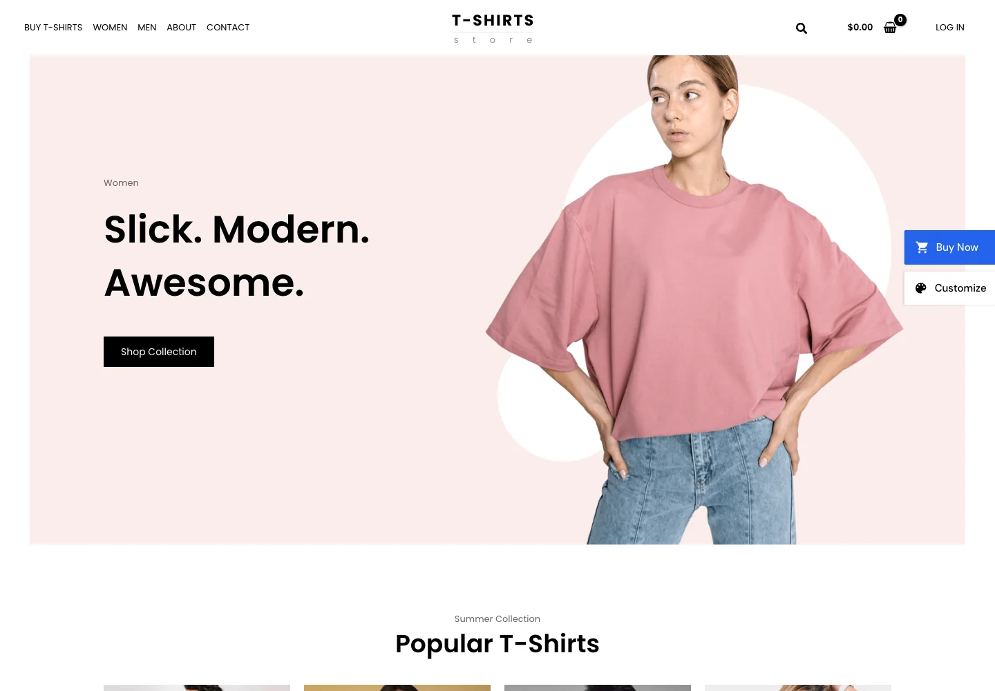 Astra T-Shirts Store 服装网站官方演示首页截图
