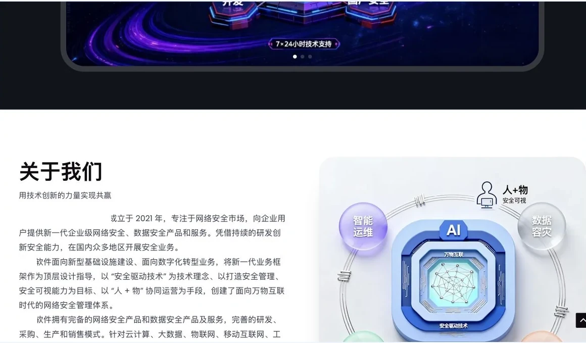企业软件网站内容区真实截图,客户标识与联系方式已隐藏