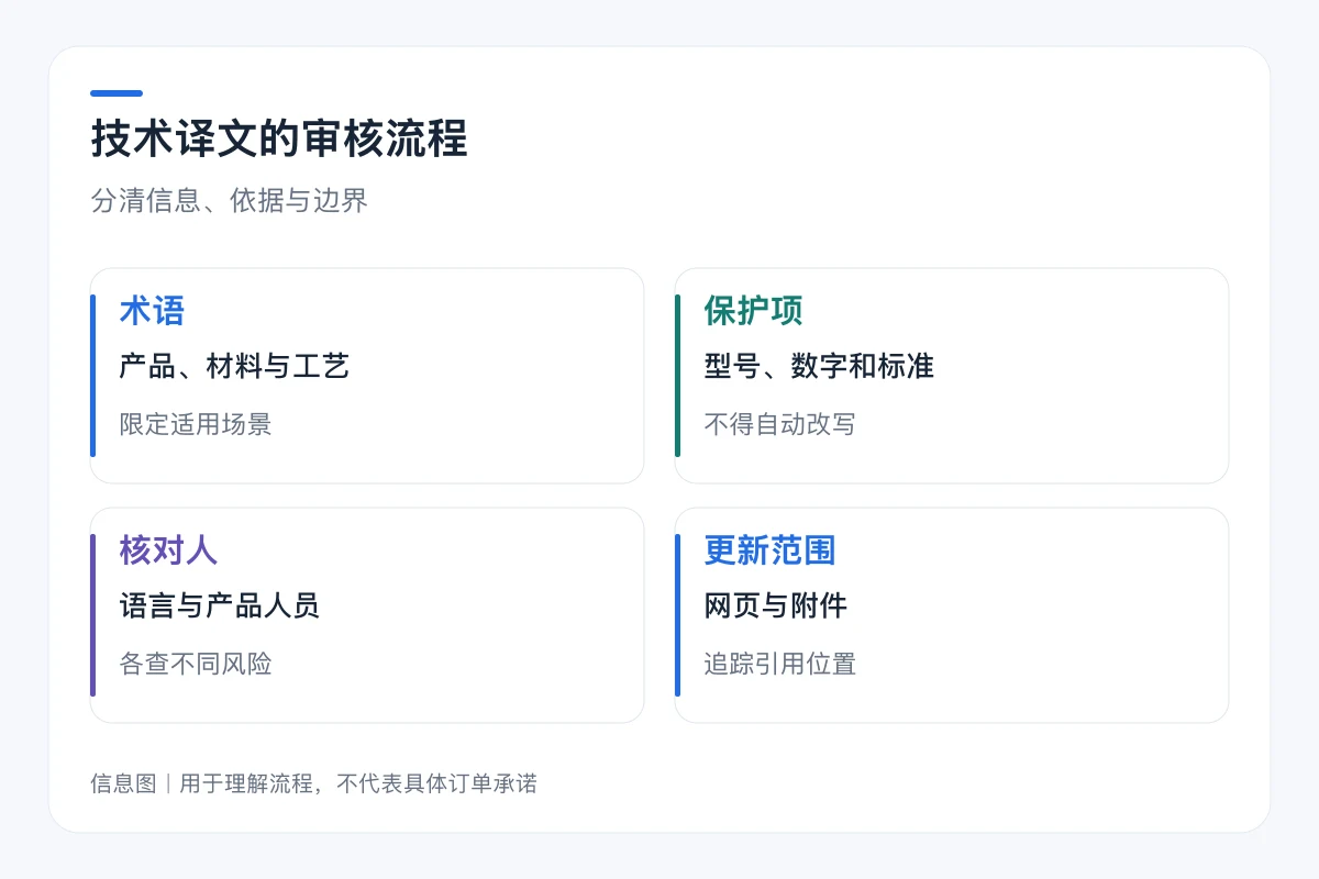 技术译文的审核流程要点对照:术语、保护项、核对人、更新范围