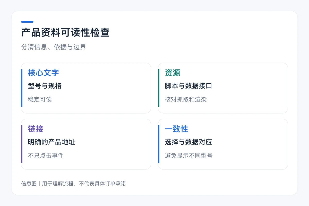 产品资料可读性检查要点对照:核心文字、资源、链接、一致性