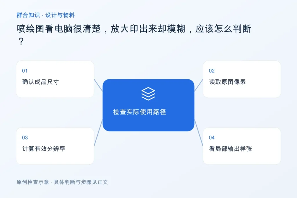 喷绘图看电脑很清楚，放大印出来却模糊，应该怎么判断？配图