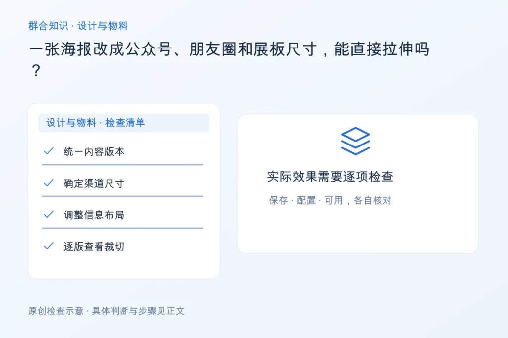 一张海报改成公众号、朋友圈和展板尺寸,能直接拉伸吗?配图