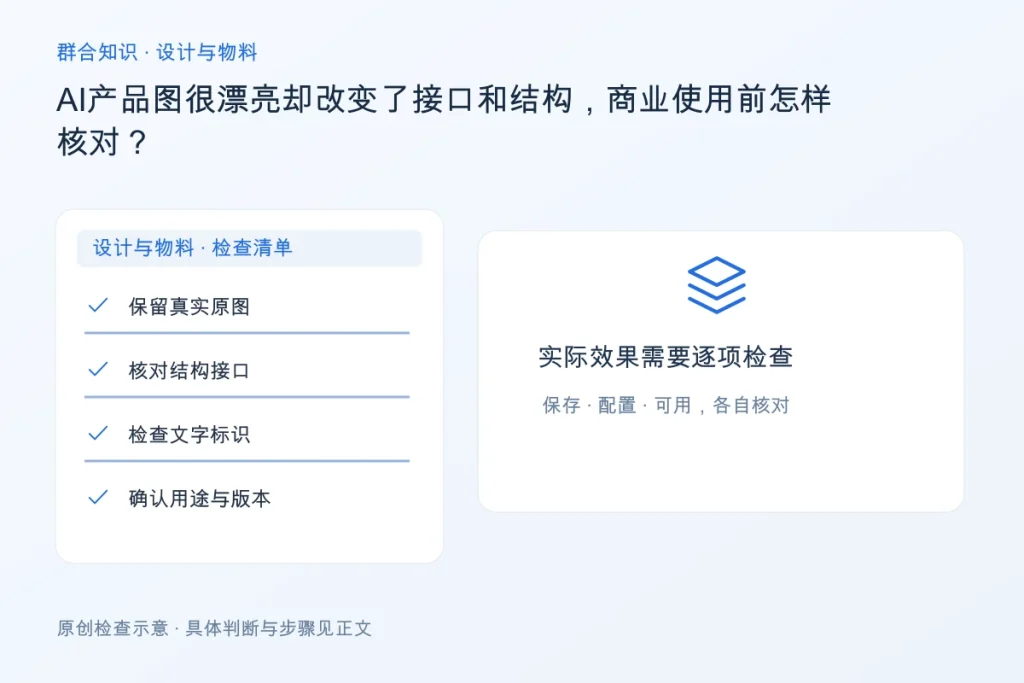 AI产品图很漂亮却改变了接口和结构,商业使用前怎样核对?配图