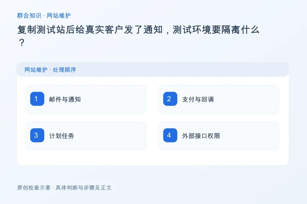 复制测试站后给真实客户发了通知,测试环境要隔离什么?配图