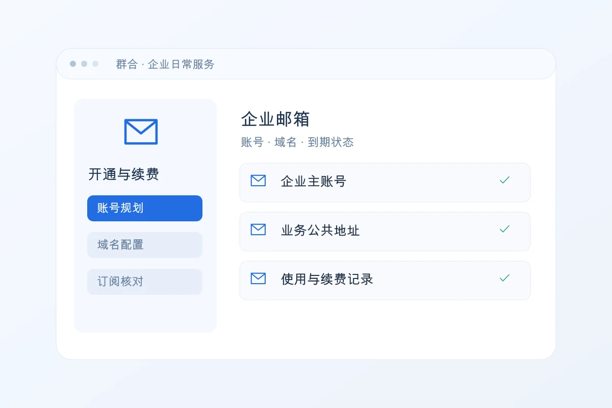 企业邮箱开通与续费原创服务示意