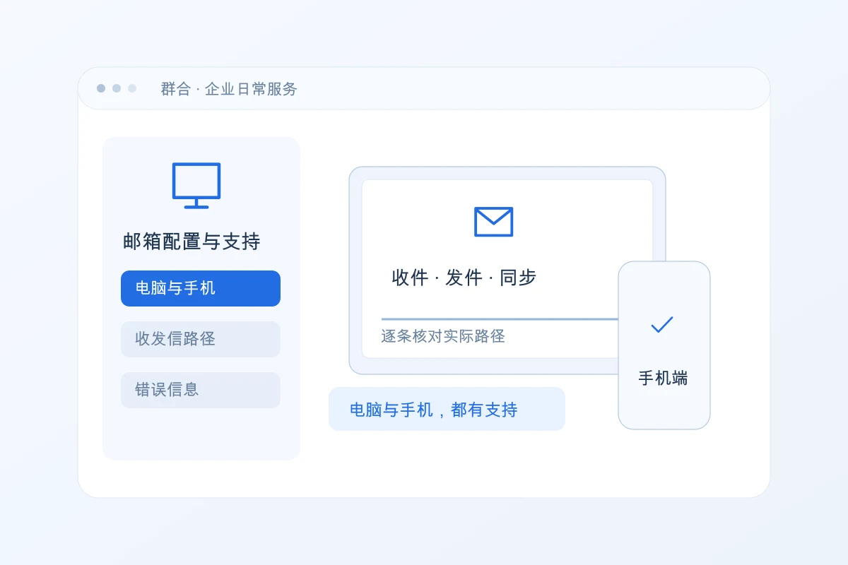 企业邮箱配置与收发信支持原创服务示意